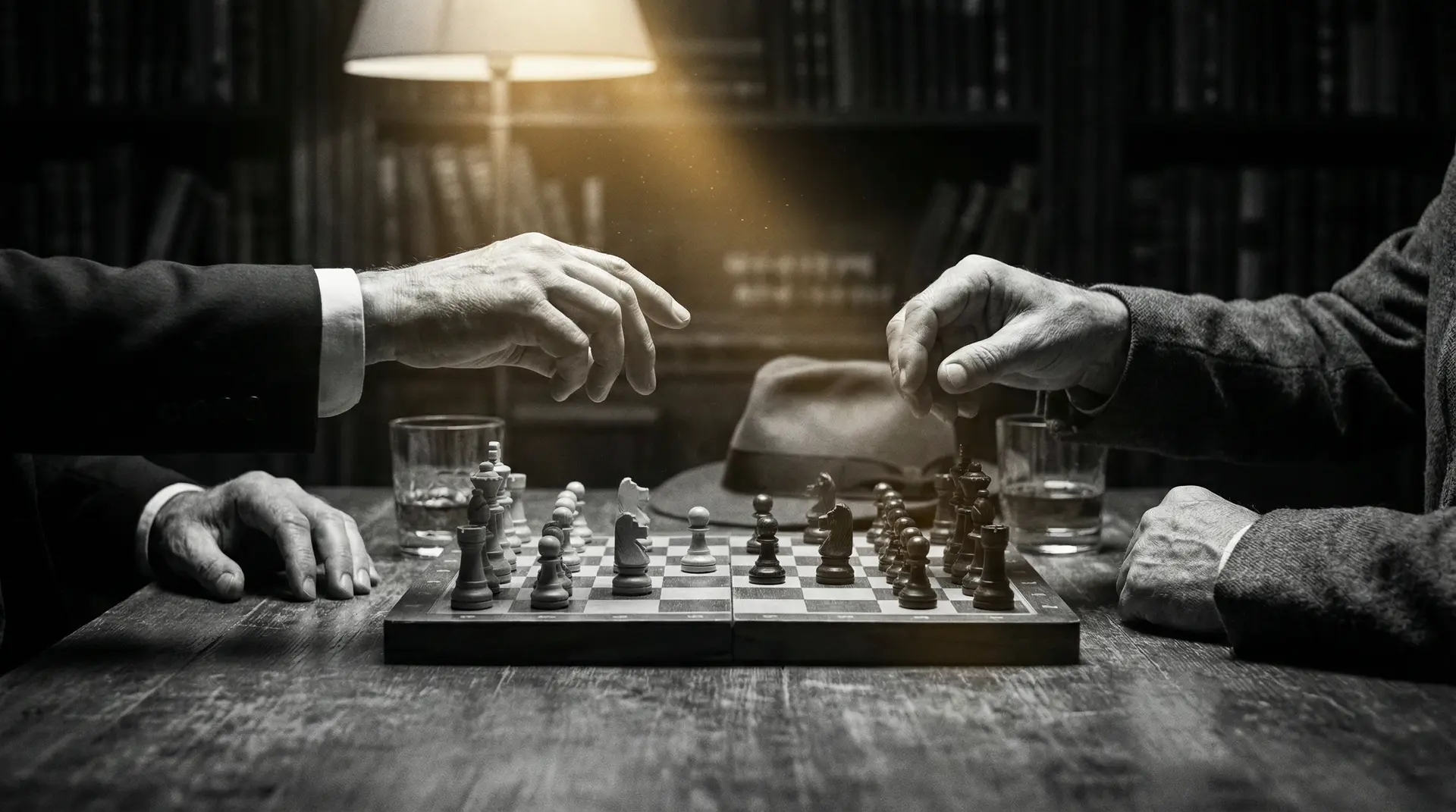 古寨情缘 艺术探索系列 - 非线性叙事，棋盘上的对弈象征命运的交错